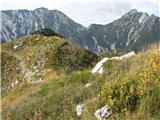 Monte Cuzzer levo Cjadin, desno Javor in spredaj greben proti vrhu